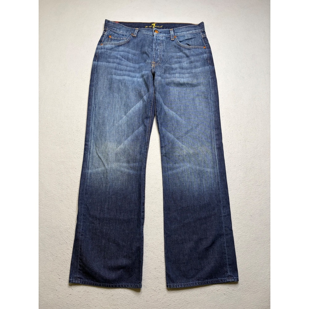 7 For All Mankind Jeans Mens 34 Blue Relaxed T521J061U-162U Dark Wash Denim